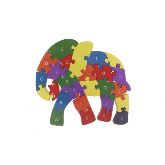 Vzdělávací drevené puzzle slon var.6