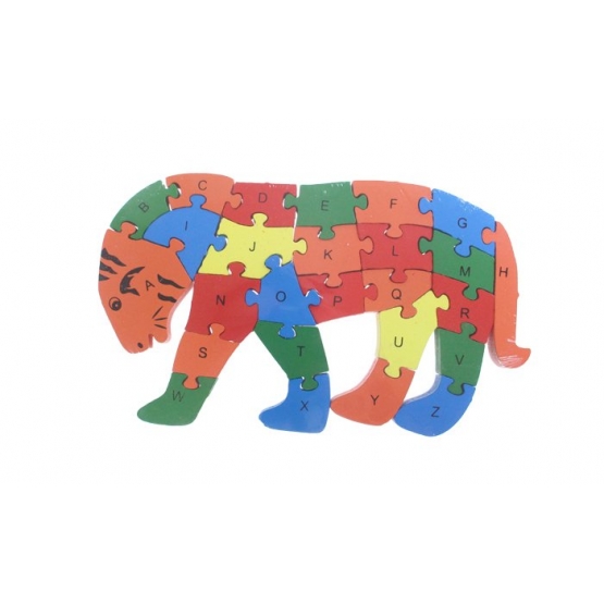 Vzdělávací drevené puzzle tiger