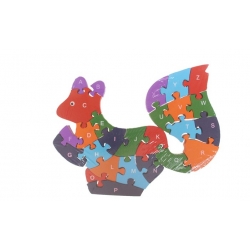 Vzdělávací drevené puzzle veverička