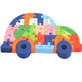 Vzdělávací drevené puzzle auto var.1