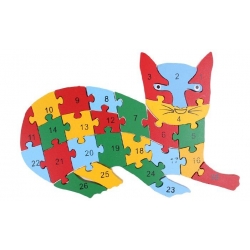 Vzdělávací drevené puzzle mačka